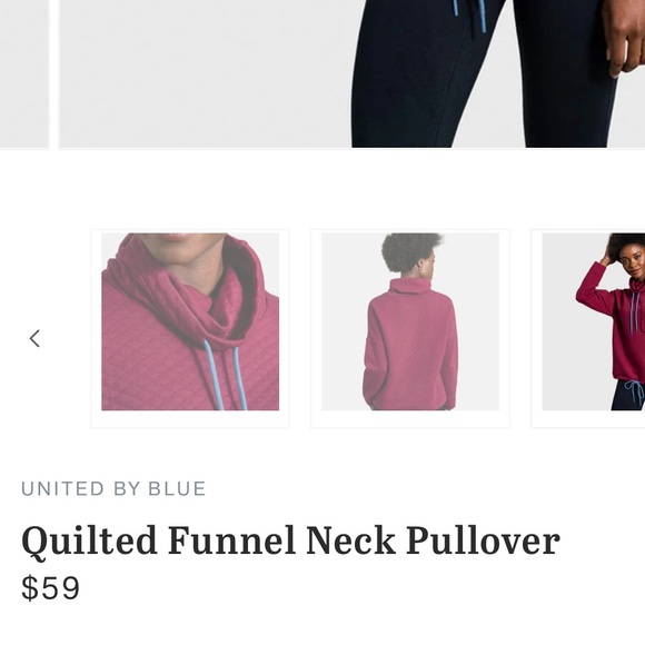 🔵 26) United by Blue Quilted Funnel Neck Pullover NWT size MEDIUM - Picture 5 of 11
